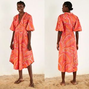 Anthropologie FARM Rio Bright Forest MIDI dress Medium EUC